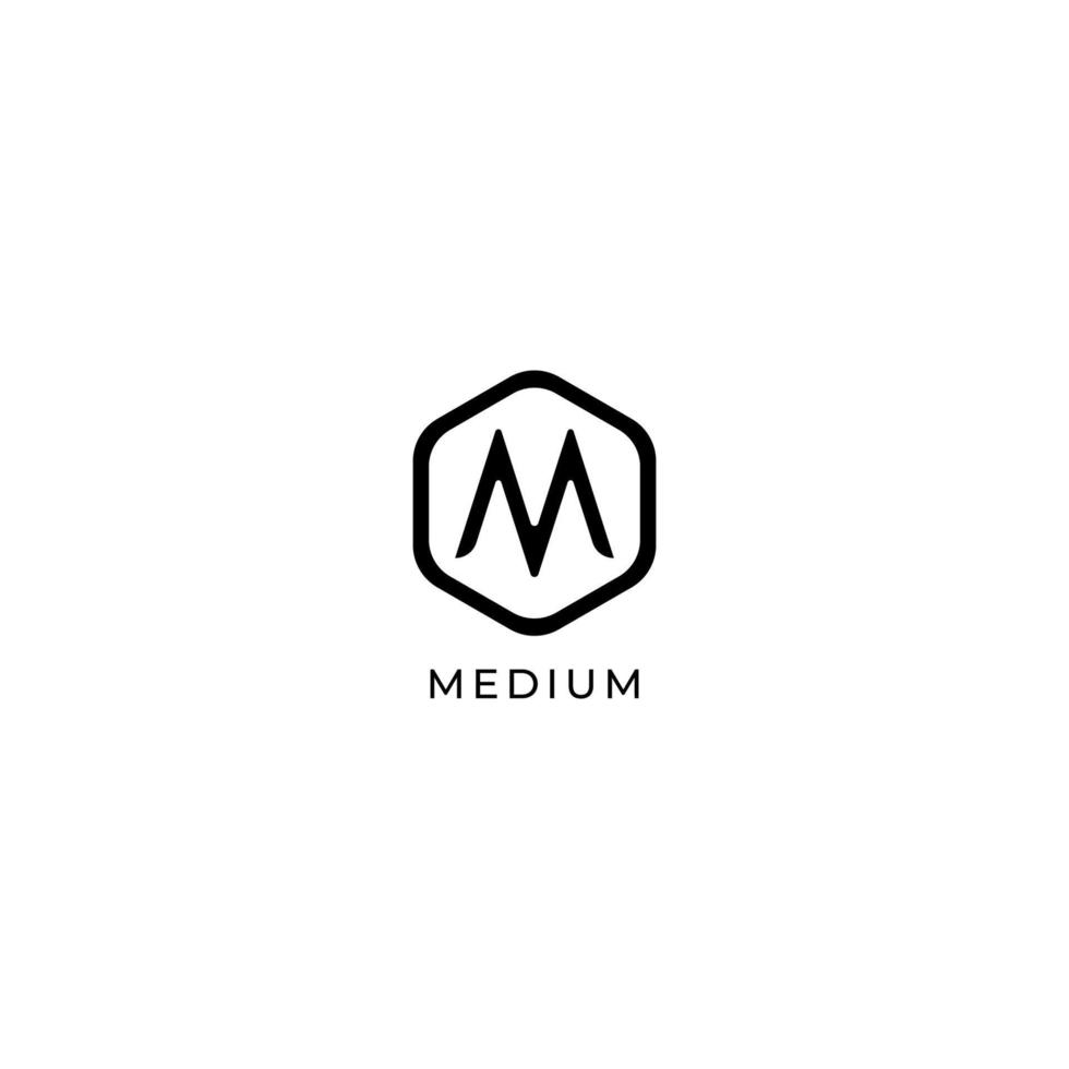 modello di progettazione del logo lettera m, concetto di logo esagonale, bianco e nero, semplice e pulito vettore