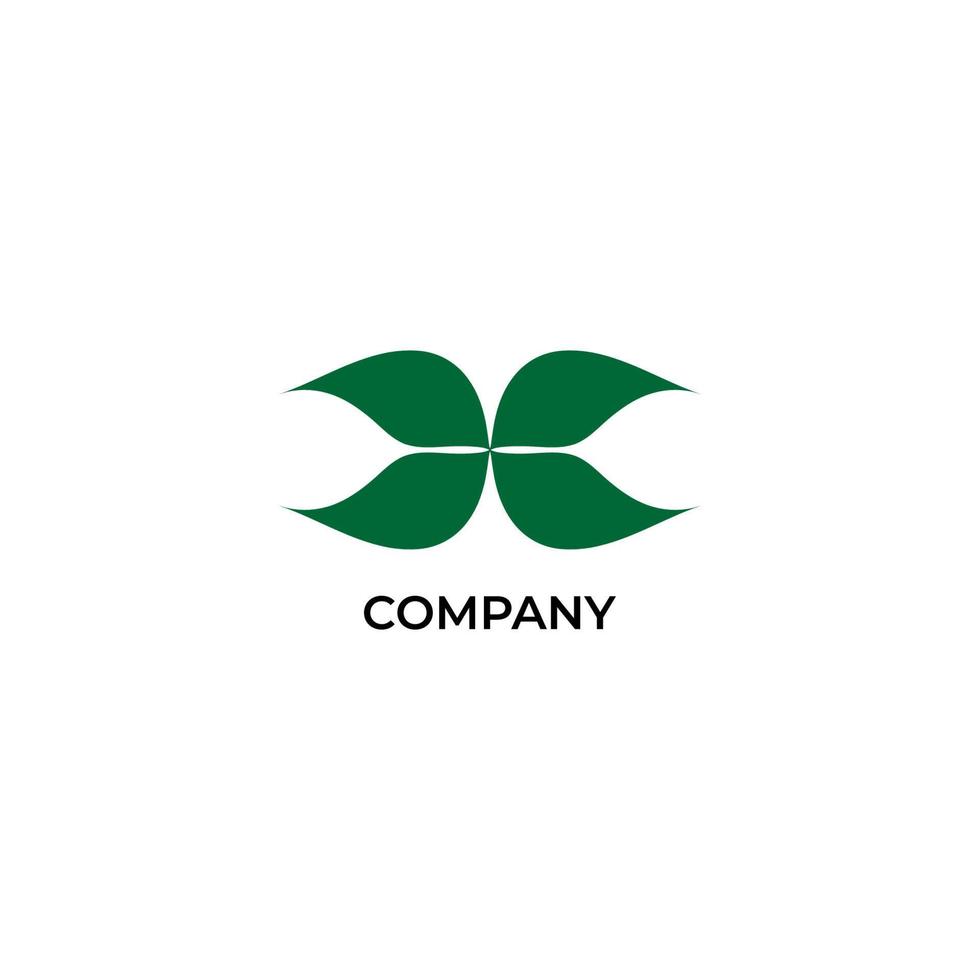 lettera x illustrata a forma di foglia verde. concetto di logo della natura isolato su priorità bassa bianca. salva la terra, salva il nostro pianeta. modello di progettazione del logo. vettore