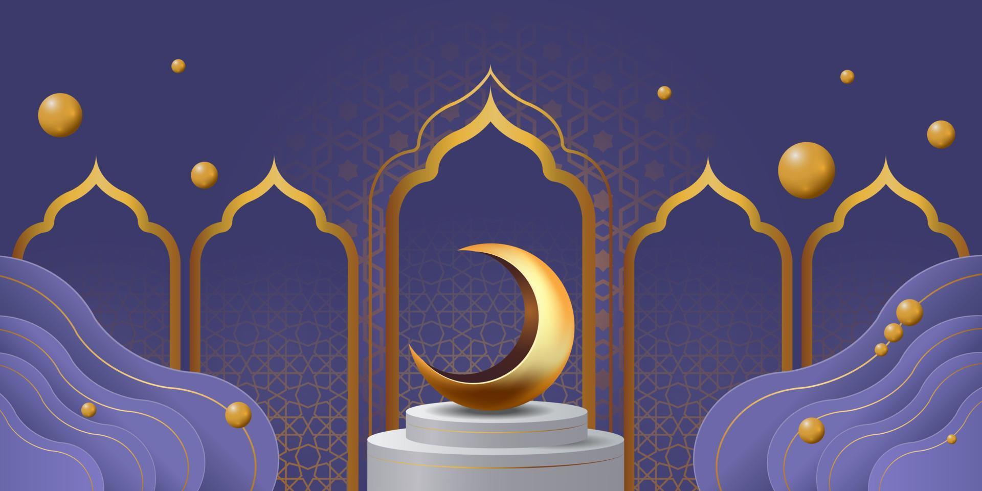 illustrazione di progettazione del fondo della bandiera di Ramadan Kareem vettore