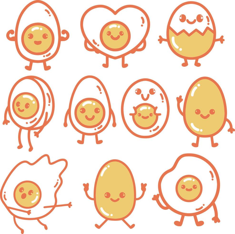 illustrazione di doodle del fumetto dell'uovo vettore