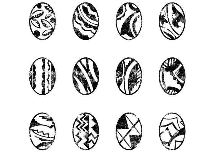 Decorative Grungy Easter Eggs Vectors