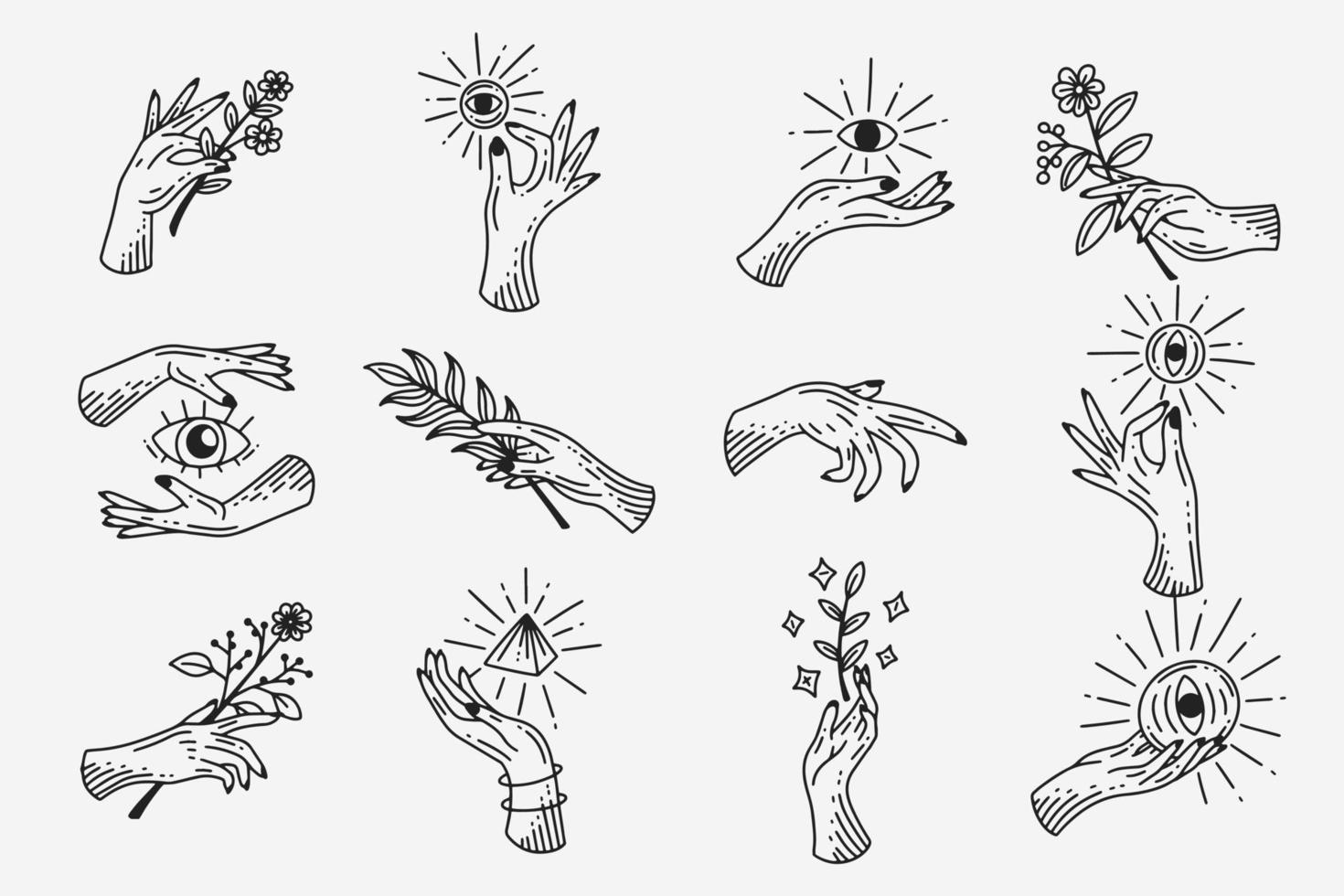 set collezione mistico celeste scuro santo semplice minimalismo tatuaggio clipart simbolo spazio doodle esoterico elementi vintage illustrazione vettore