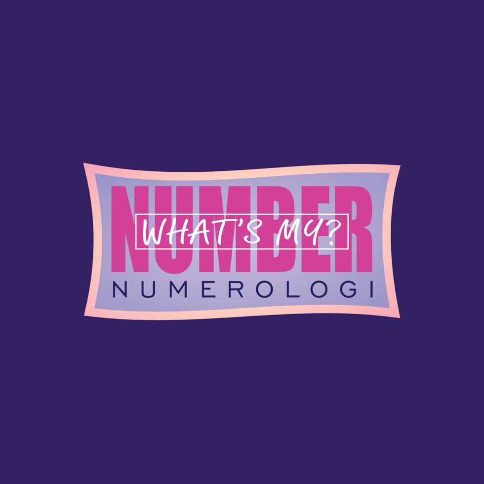 qual è il mio modello di progettazione logo numero, concetto di logo numerologi, rosa, viola, viola vettore