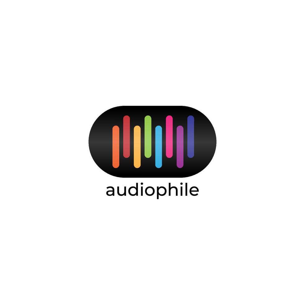 logo visivo della capsula dello spettro dell'onda audio, vettore di progettazione della barra dello spettro arrotondato, modello del logo audio, sfondo bianco e colorato