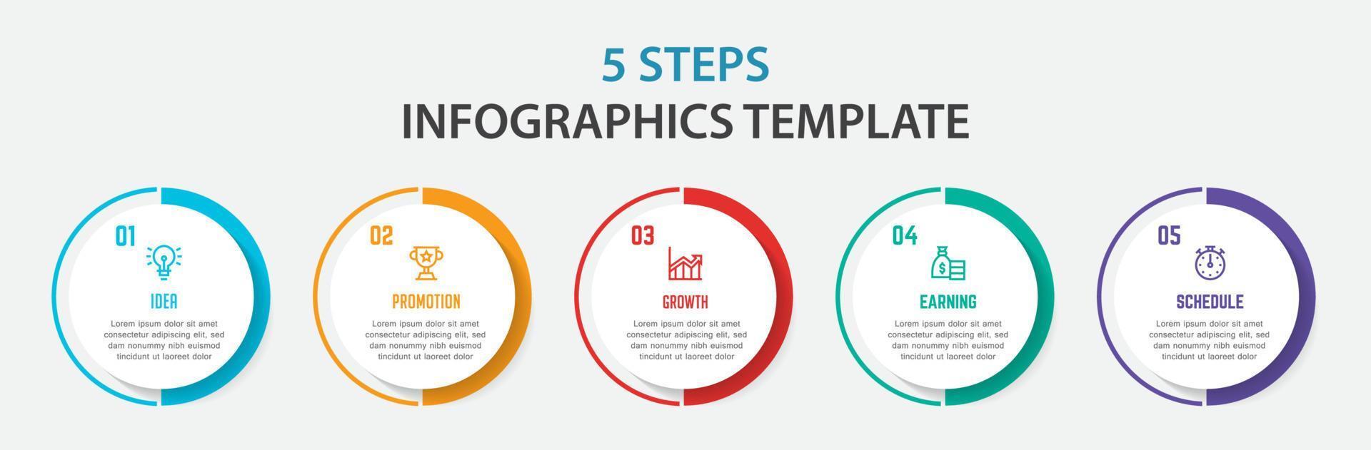 modello di elemento di business infografica, modello di processo passo vettore