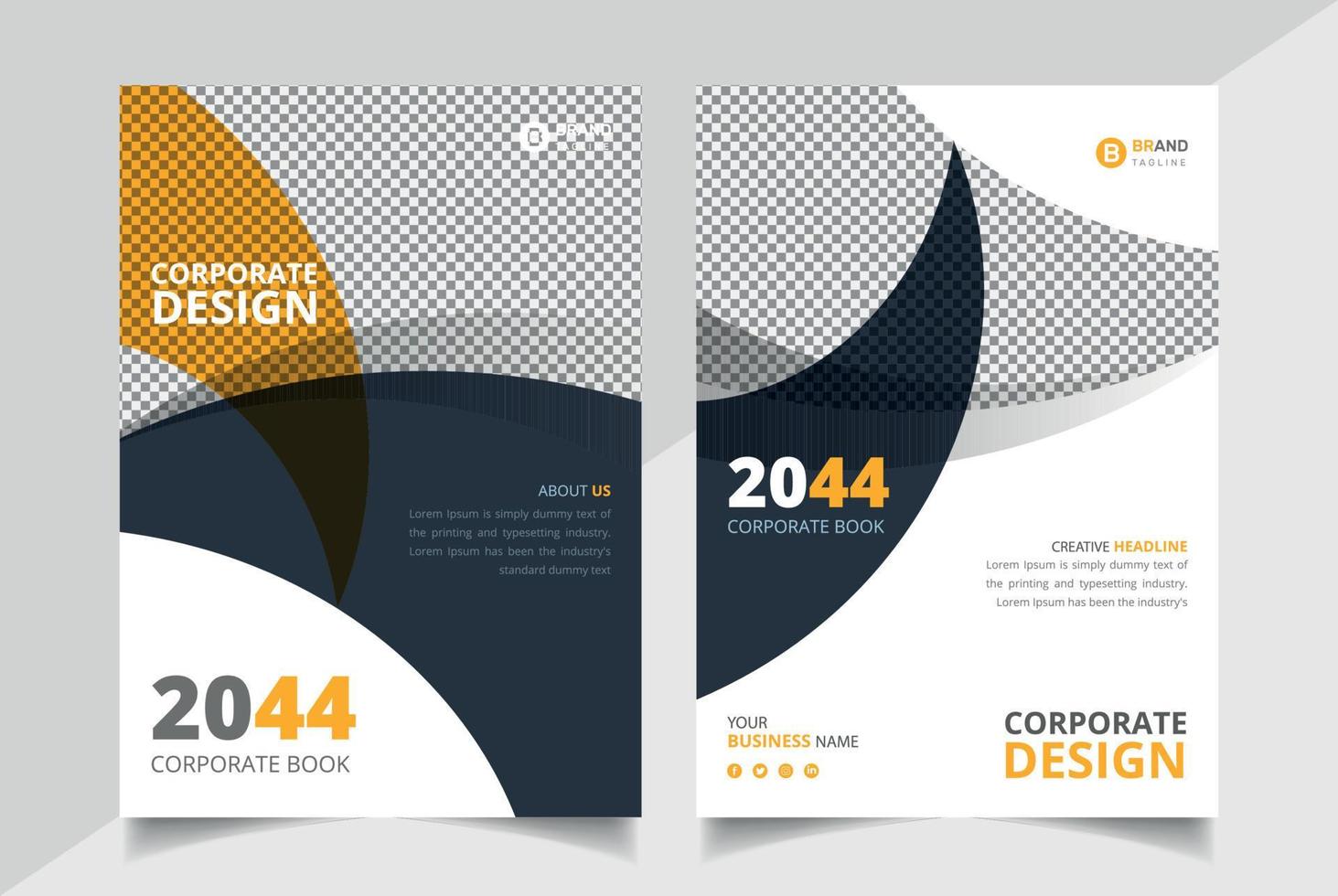 modello di layout di brochure o volantino aziendale geometrico colorato creativo, design del modello di copertina del rapporto annuale vettore