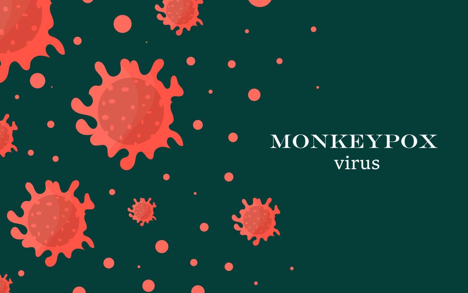 banner con virus del vaiolo delle scimmie per informare sulla diffusione della malattia. il concetto di progettazione pandemica e sulle precauzioni di malattia. illustrazione vettoriale con un'immagine di batteri, virus.
