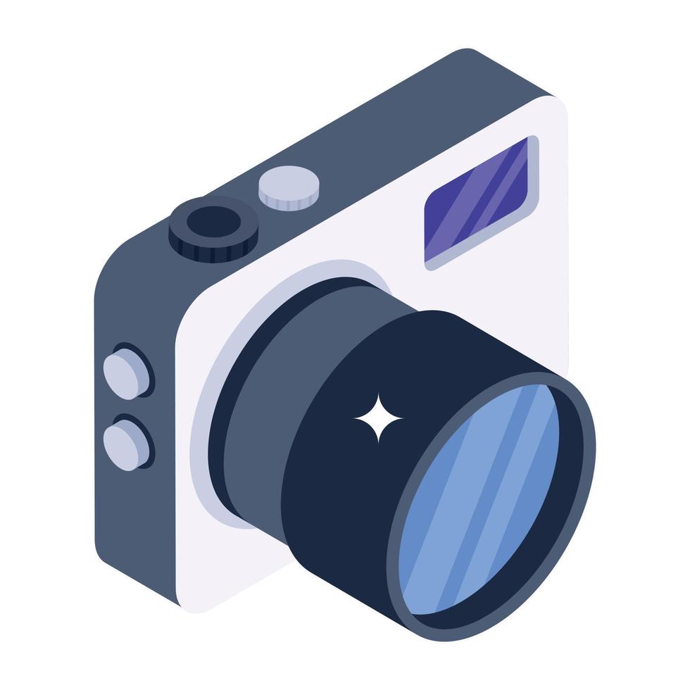 moderna icona isometrica della fotocamera digitale vettore