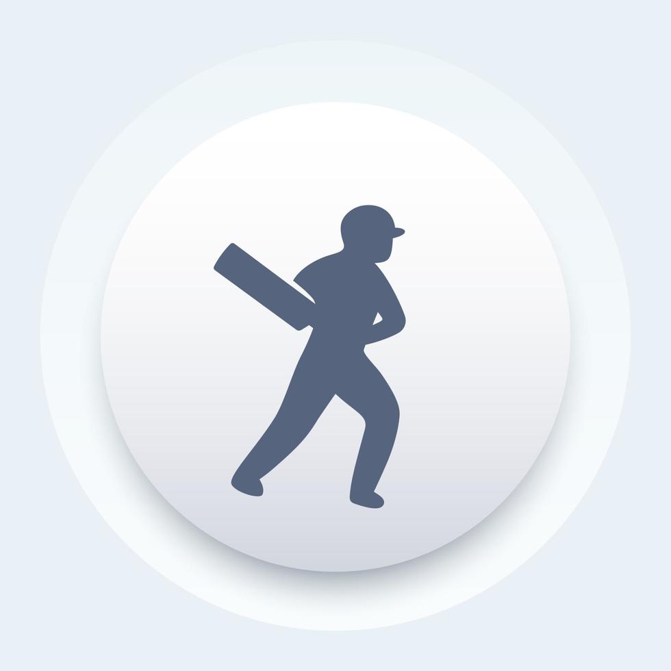 icona di cricket, battitore, giocatore di cricket con mazza vettore