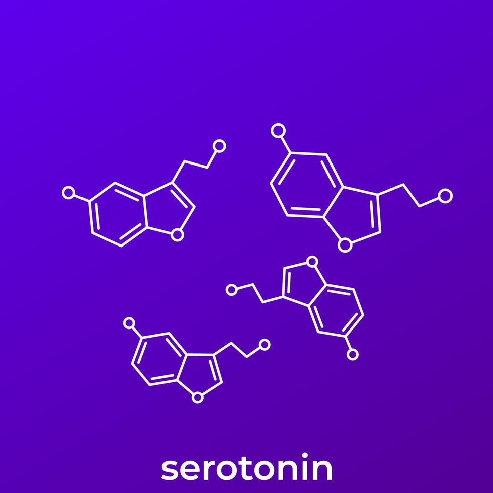 molecole dell'ormone serotonina, illustrazione vettoriale