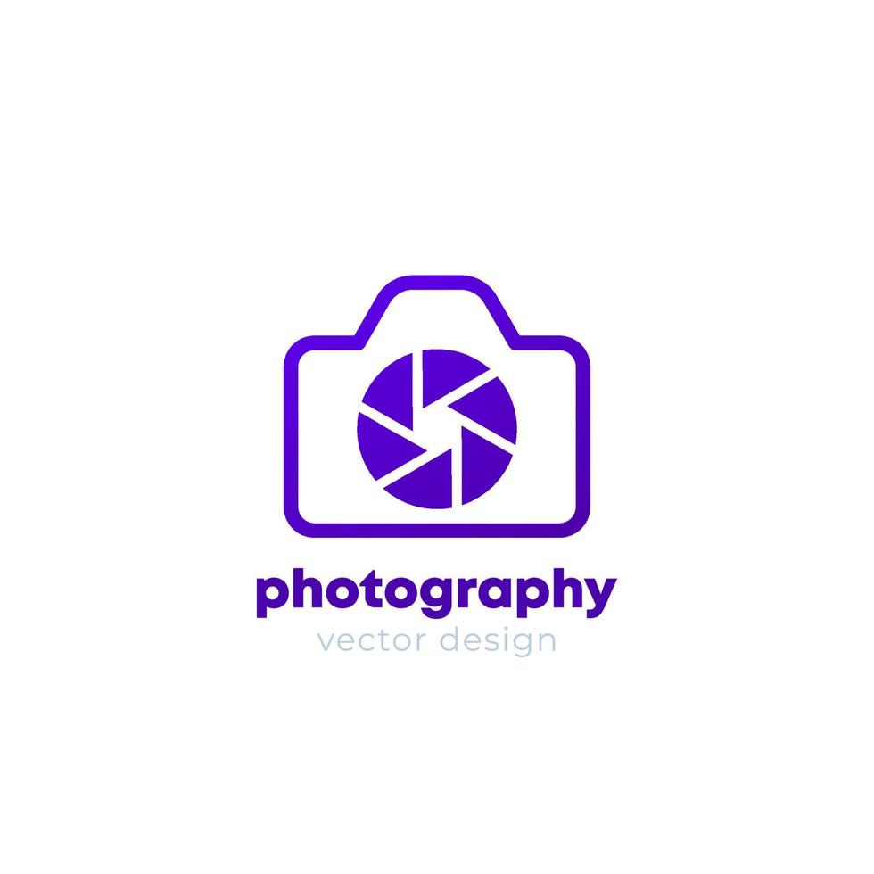 logo fotografico con una fotocamera, vettore