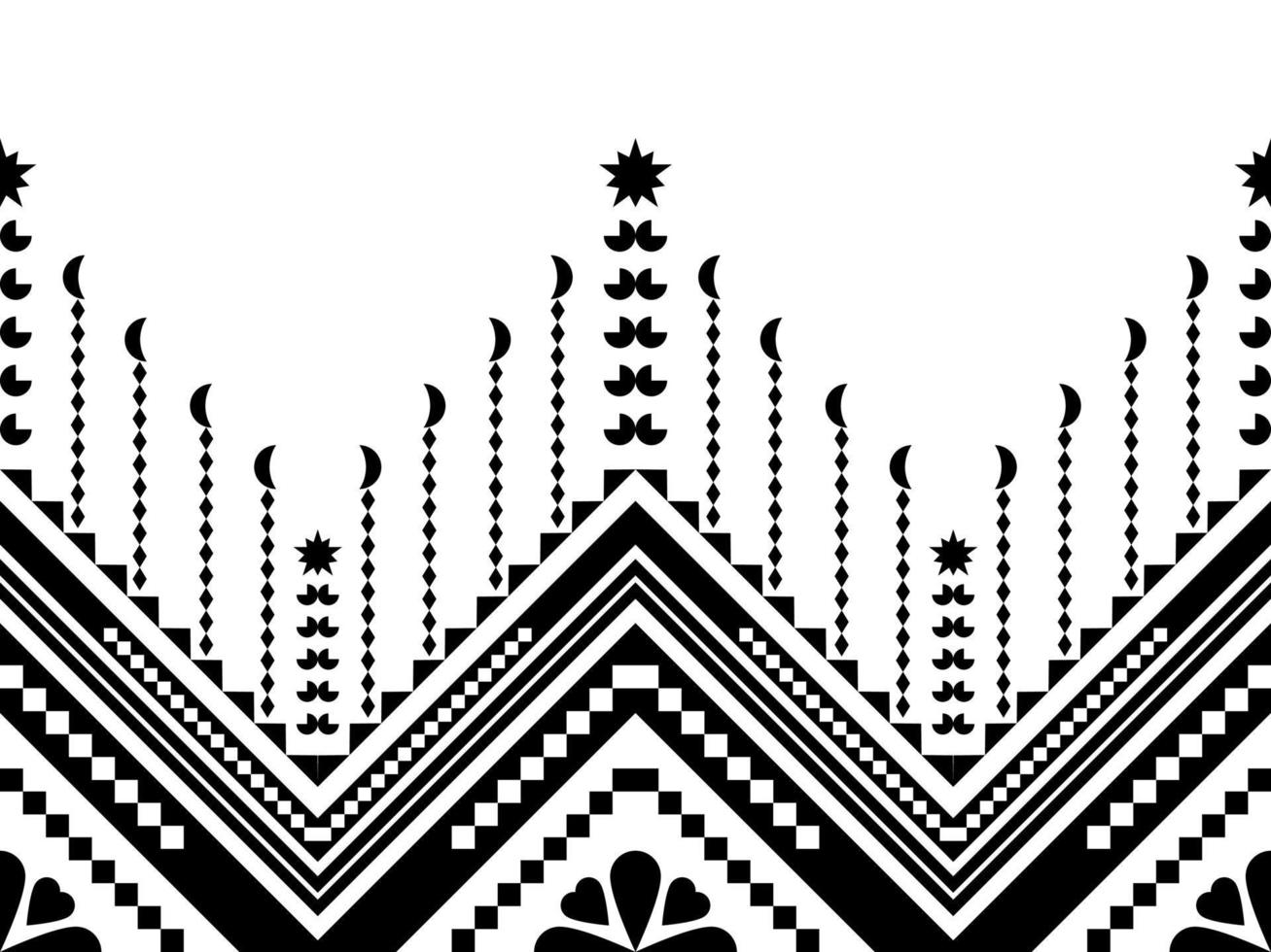 disegno geometrico astratto etnico per sfondo o carta da parati. disegno geometrico etnico del modello di stampa azteco trama di sfondo ripetuta in bianco e nero. tessuto, disegno del panno, avvolgimento vettore