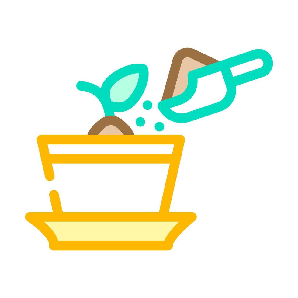 pianta in vaso con illustrazione vettoriale dell'icona del colore del compost