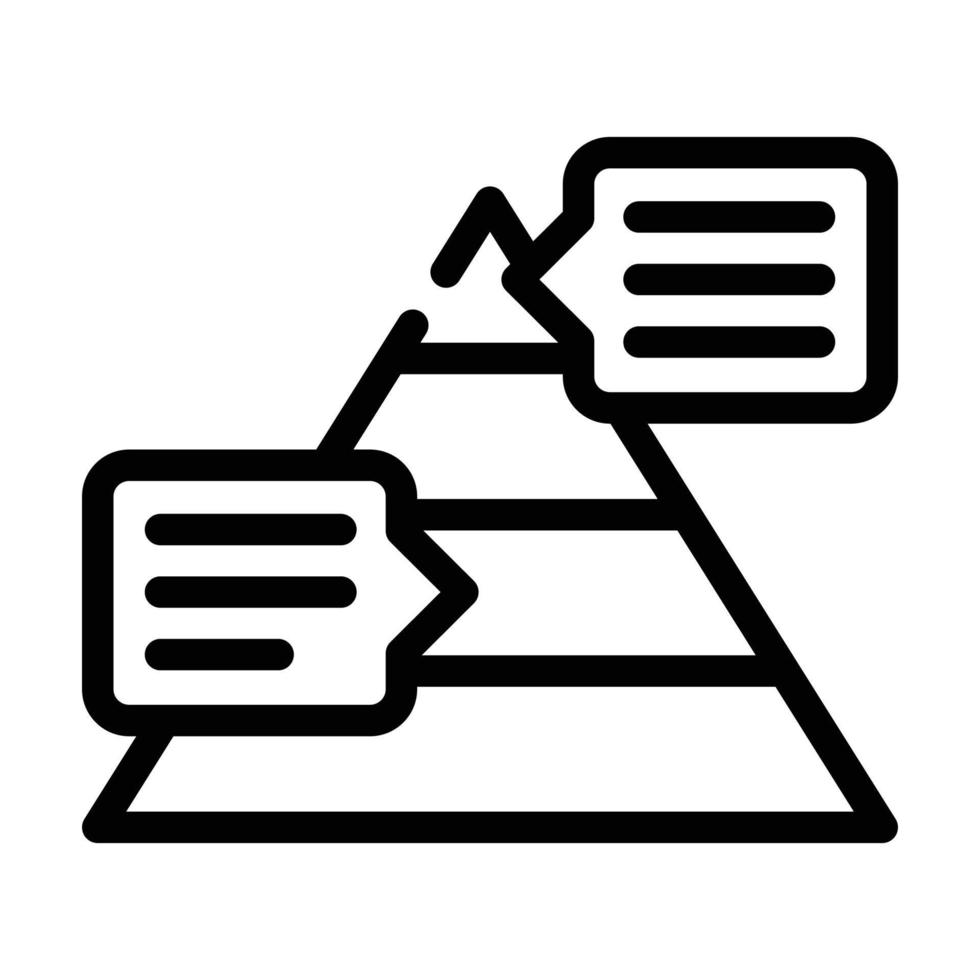 illustrazione vettoriale dell'icona della linea di analisi dei dati piramidale