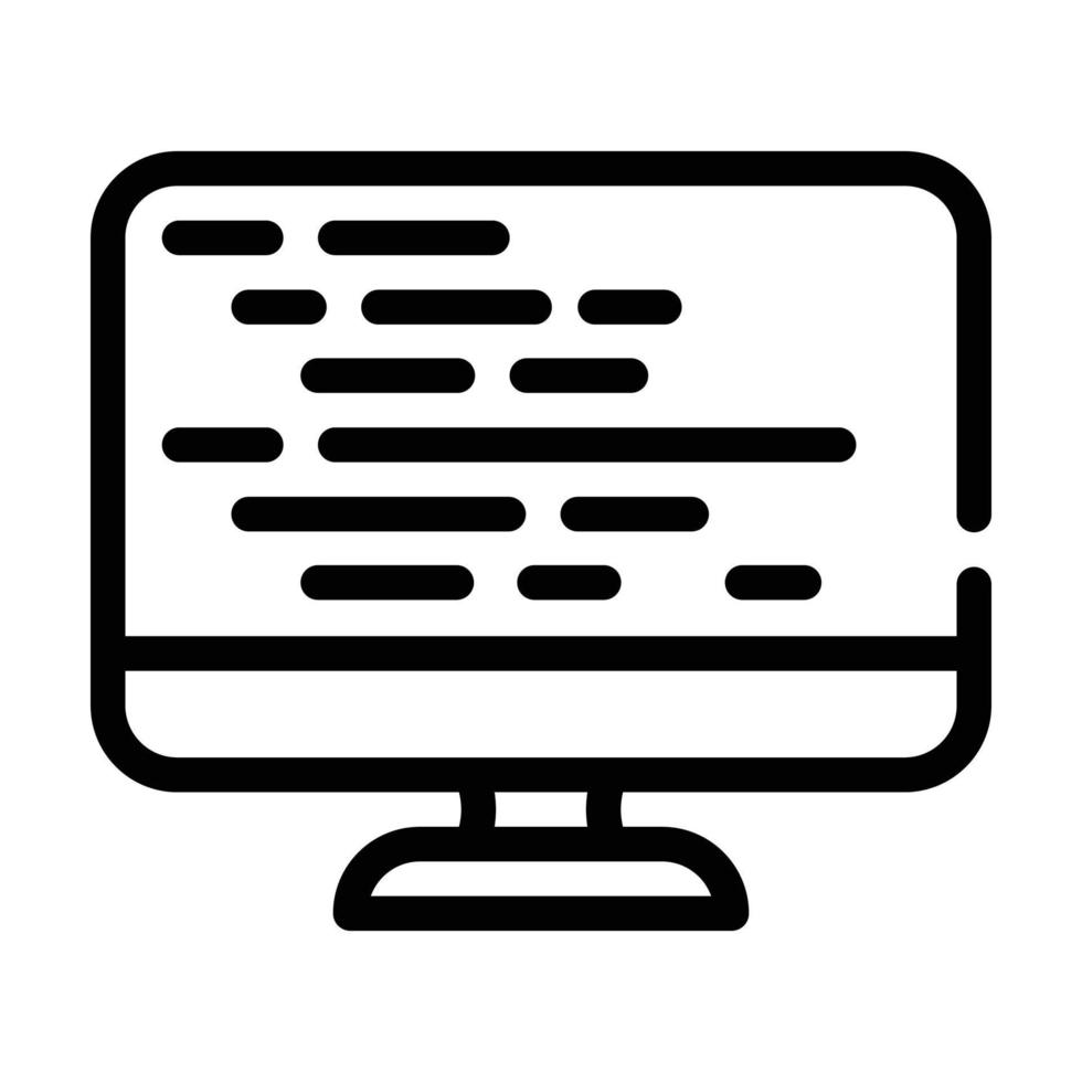 codifica sull'illustrazione vettoriale dell'icona della linea dello schermo del computer