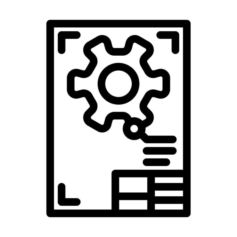 illustrazione vettoriale dell'icona della linea del documento digitale di disegno