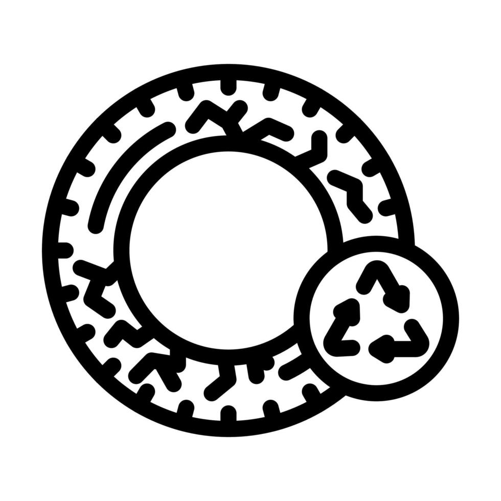 illustrazione vettoriale dell'icona della linea dei rifiuti di riciclaggio di pneumatici per auto