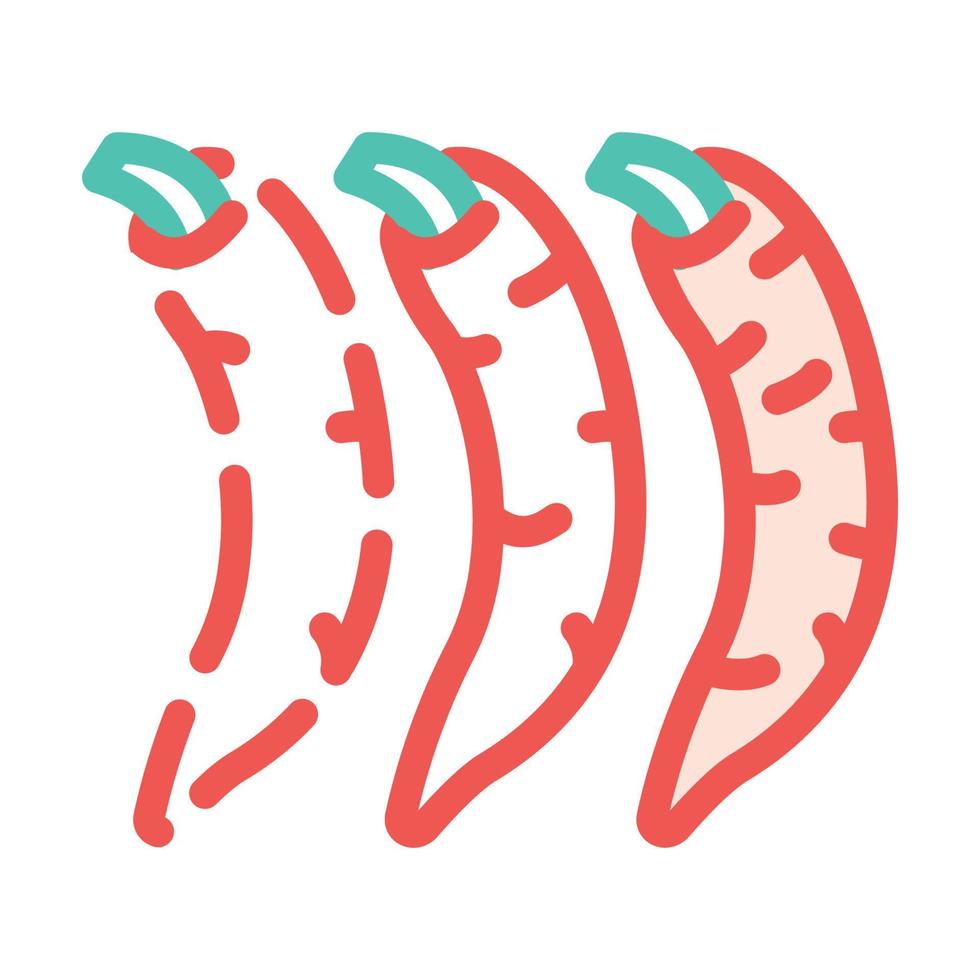 illustrazione vettoriale dell'icona del colore del gusto del cibo con peperoncino piccante basso