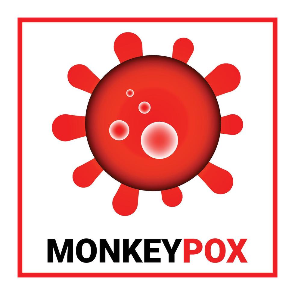illustrazione vettoriale di vaiolo delle scimmie rosso e con sfondo bianco. il concetto di un nuovo virus del vaiolo delle scimmie.