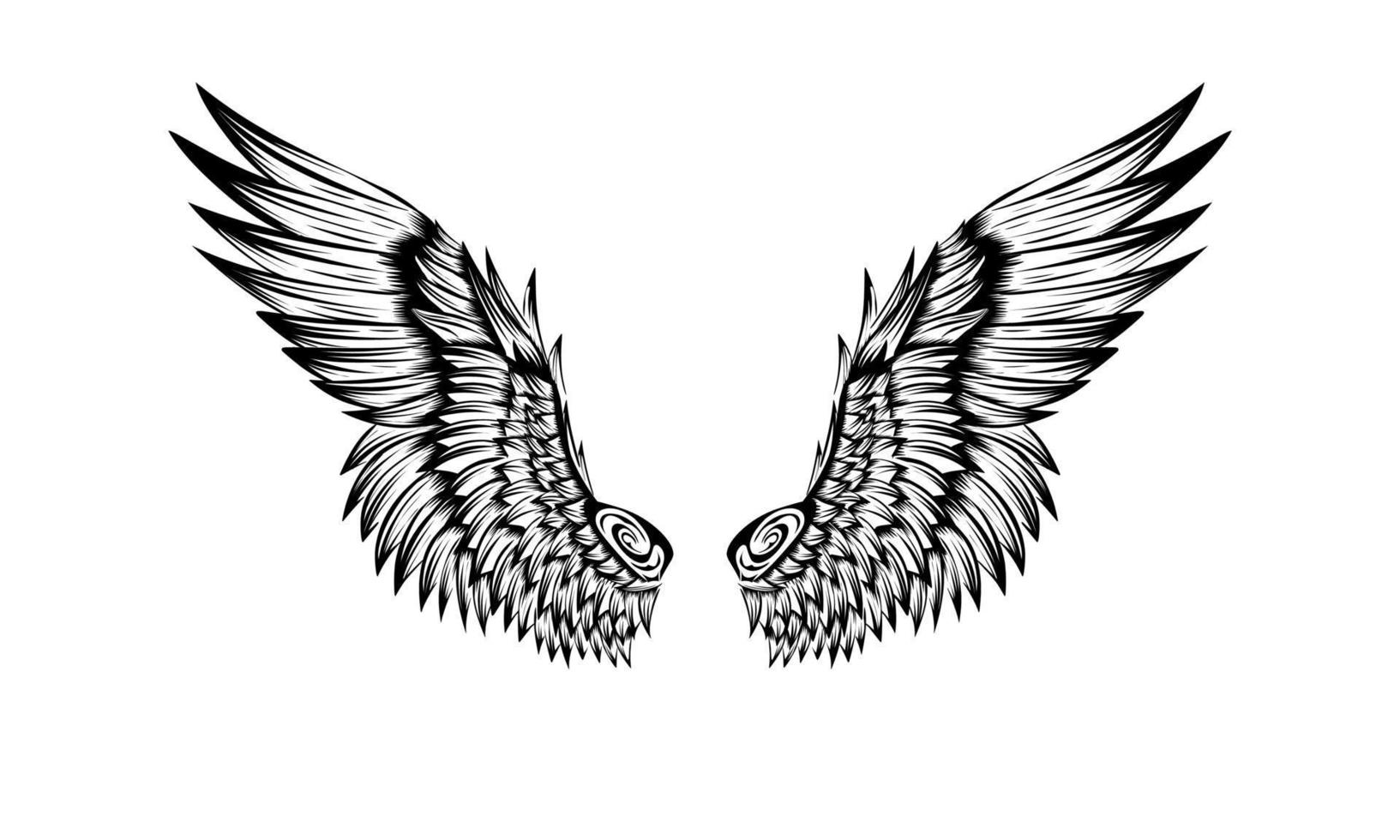 disegno del tatuaggio di ali d'angelo vettoriali gratis