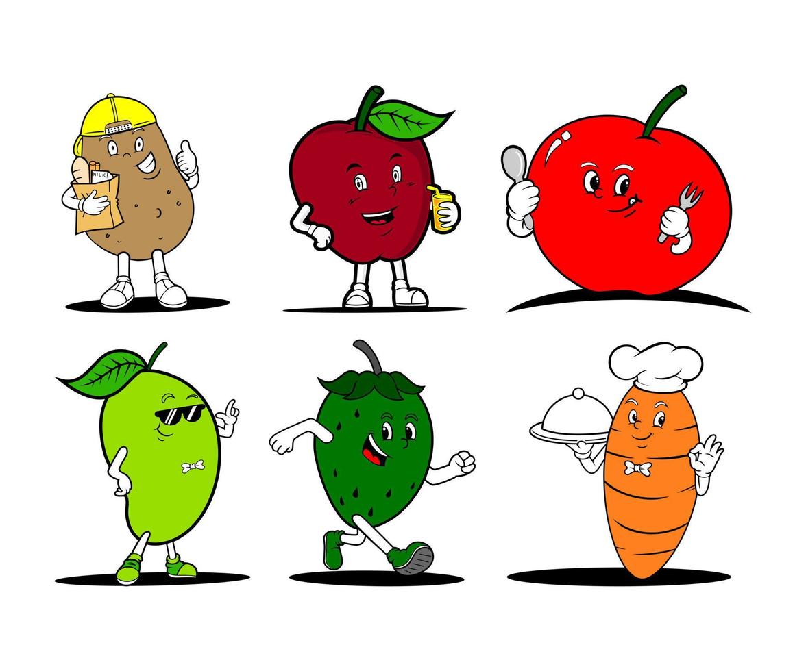 vettore di disegno di carattere di cibo di frutta
