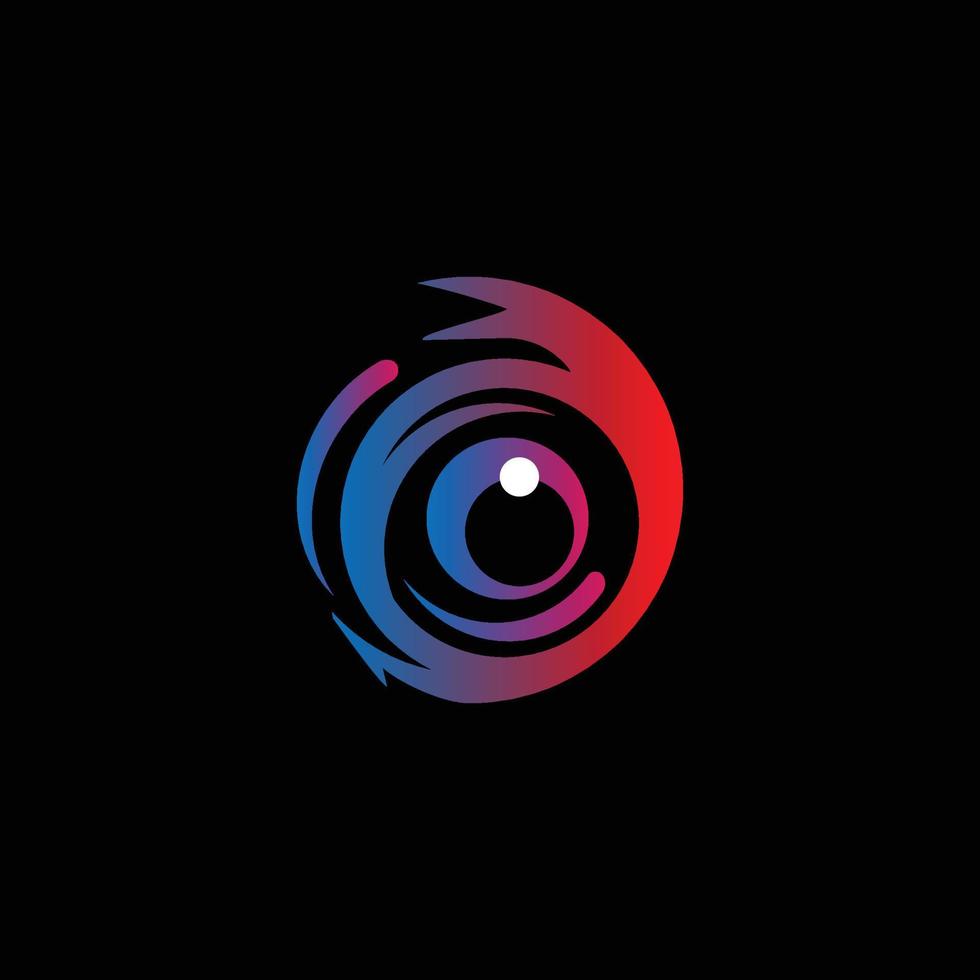 vettore di progettazione del logo della fotocamera dell'obiettivo.