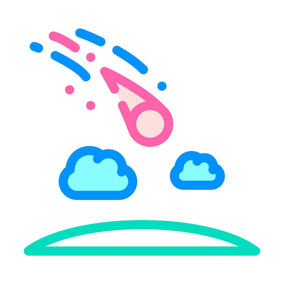 illustrazione vettoriale dell'icona del colore del disastro in caduta di meteore