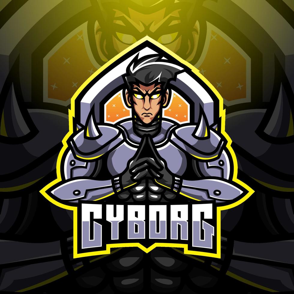 disegno del logo della mascotte di cyborg esport vettore