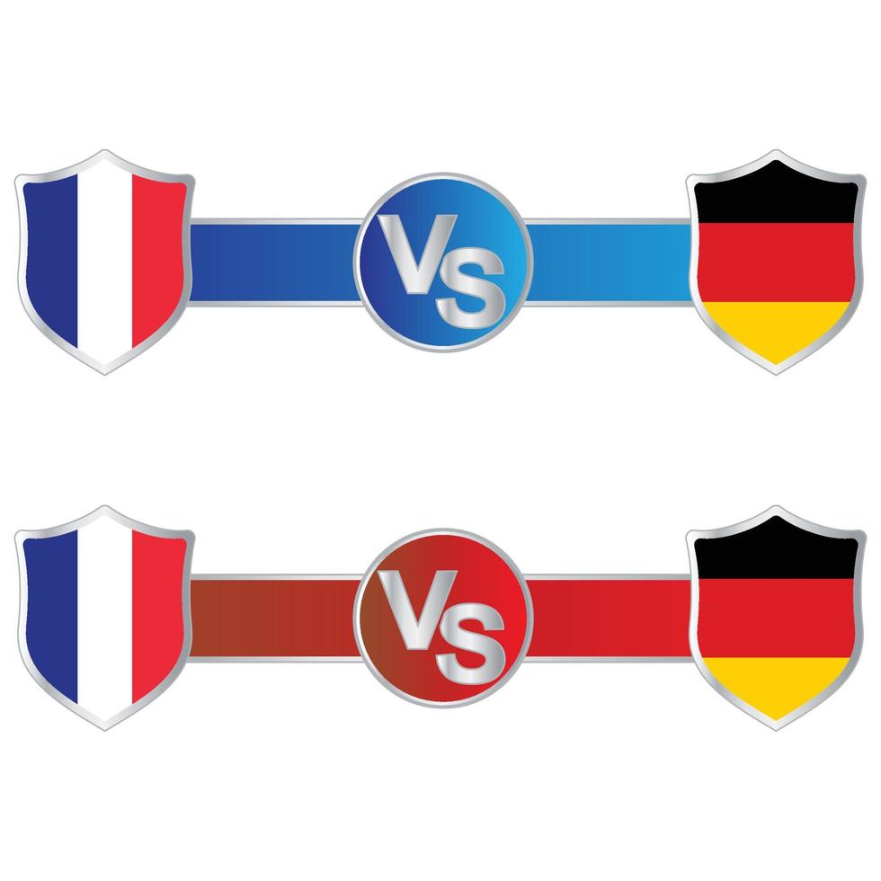 trasmissione del tabellone segnapunti francia vs germania con modello dei terzi inferiori di colore blu e rosso per sport come il calcio e il calcio. illustrazione vettoriale modello di trasmissione del tabellone segnapunti per i terzi inferiori.