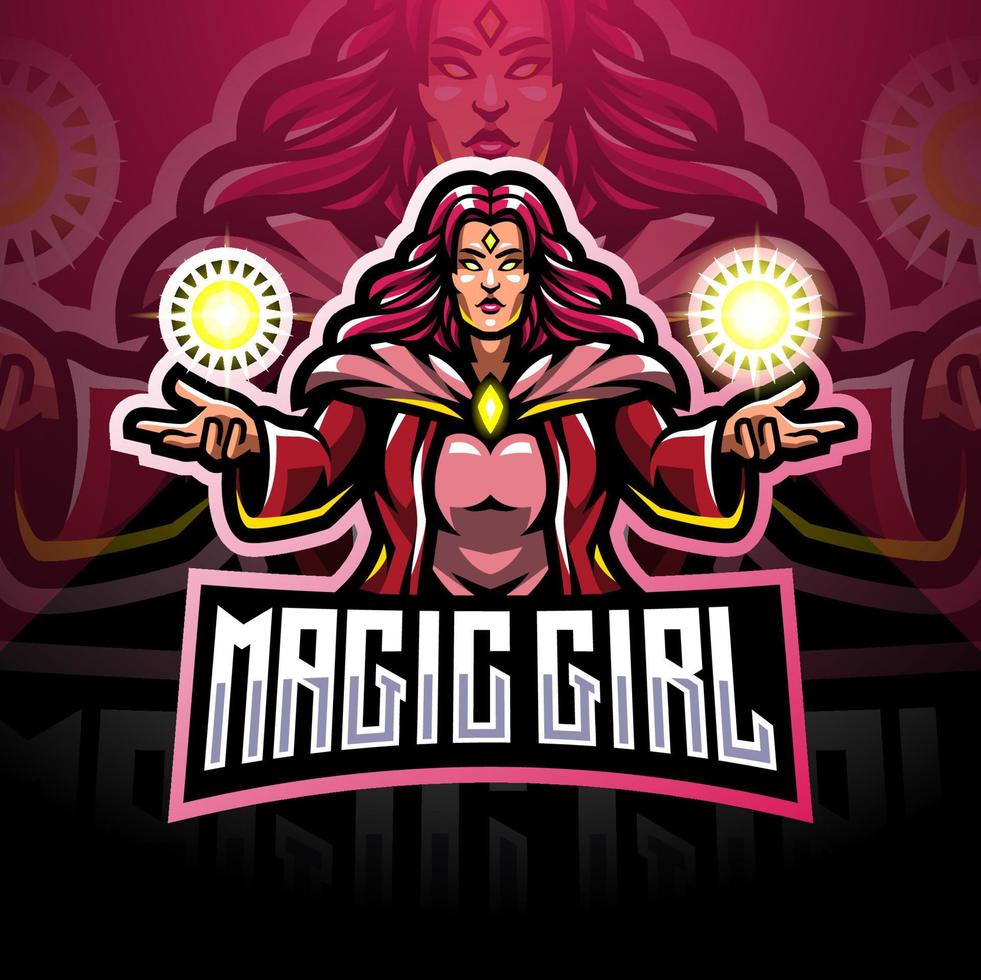 design del logo della mascotte esport delle ragazze magiche vettore