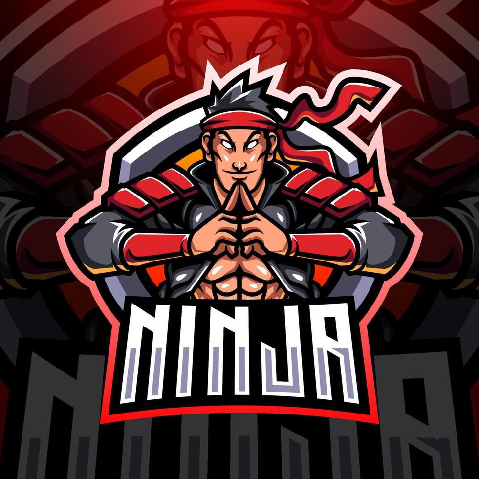disegno del logo della mascotte ninja esportsport vettore