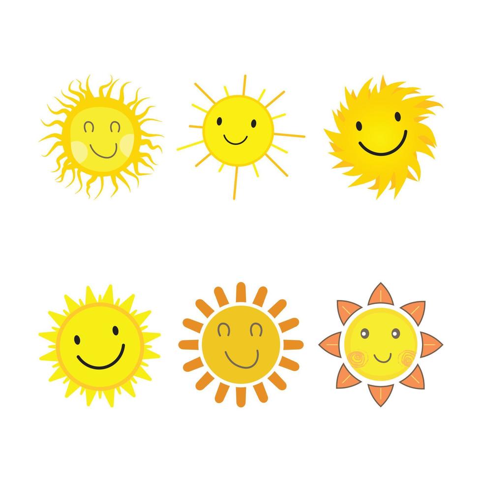 adesivo solare di forma rotonda e di colore giallo. sole carino con viso sorridente e occhiali da sole alla moda. raggio di sole che esce dal disegno vettoriale del sole. Collezione di adesivi per social media vettoriali 6 sole.