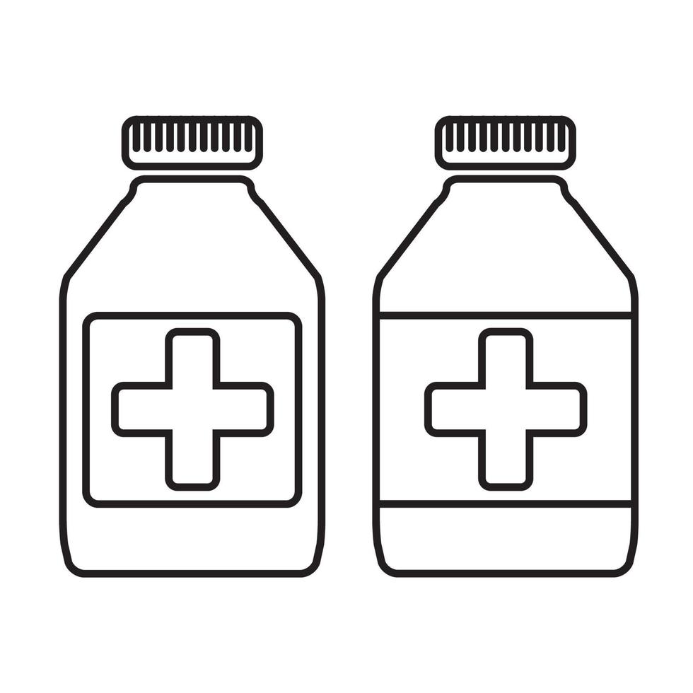 bottiglia di medicina line art design, bottiglia di sciroppo, illustrazione vettoriale eps 10