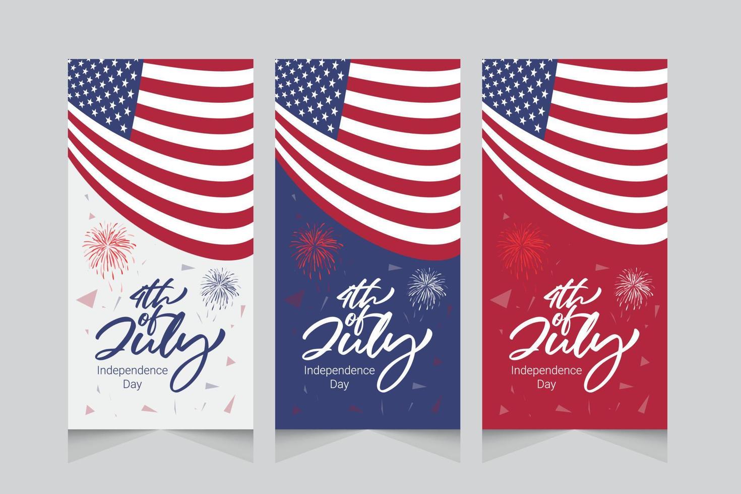 buona festa dell'indipendenza 4 luglio. banner roll up del giorno degli stati uniti d'america vettore