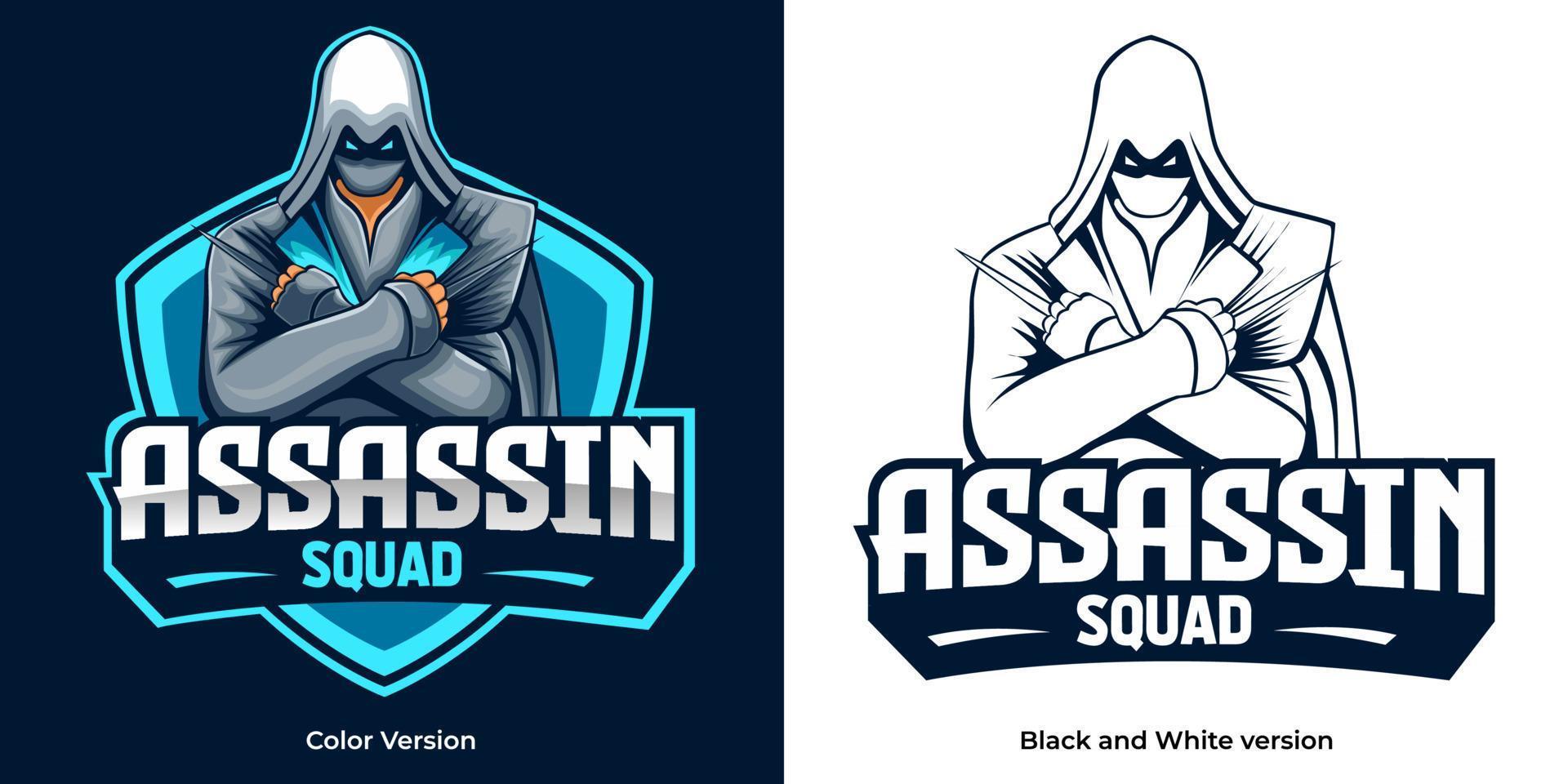 assassino esport logo mascotte design vettore