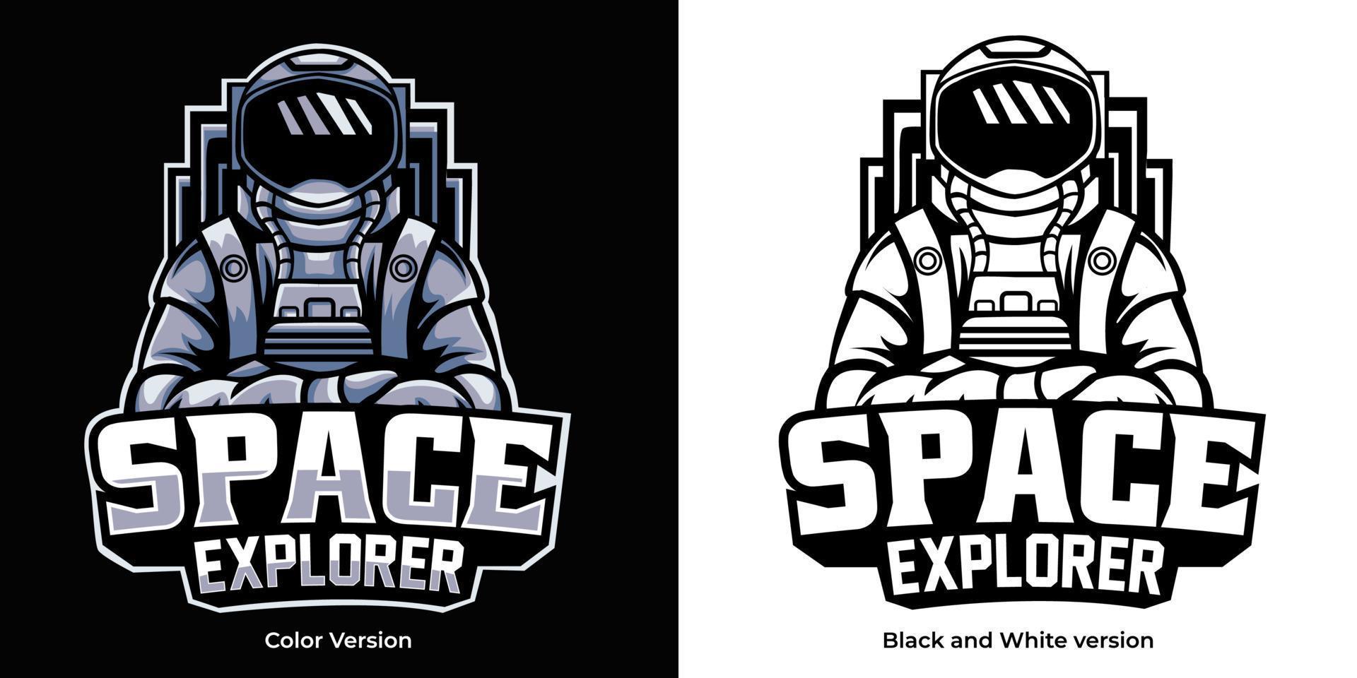 design del logo di gioco di esportazione della mascotte dell'astronauta vettore