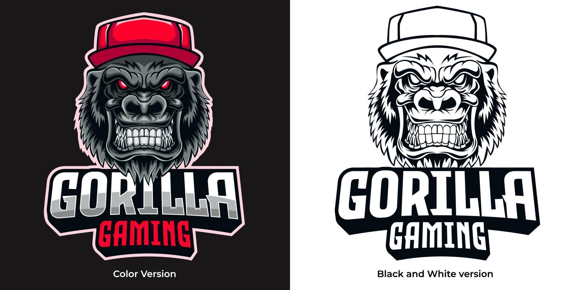 design della mascotte del logo esport di gorilla vettore