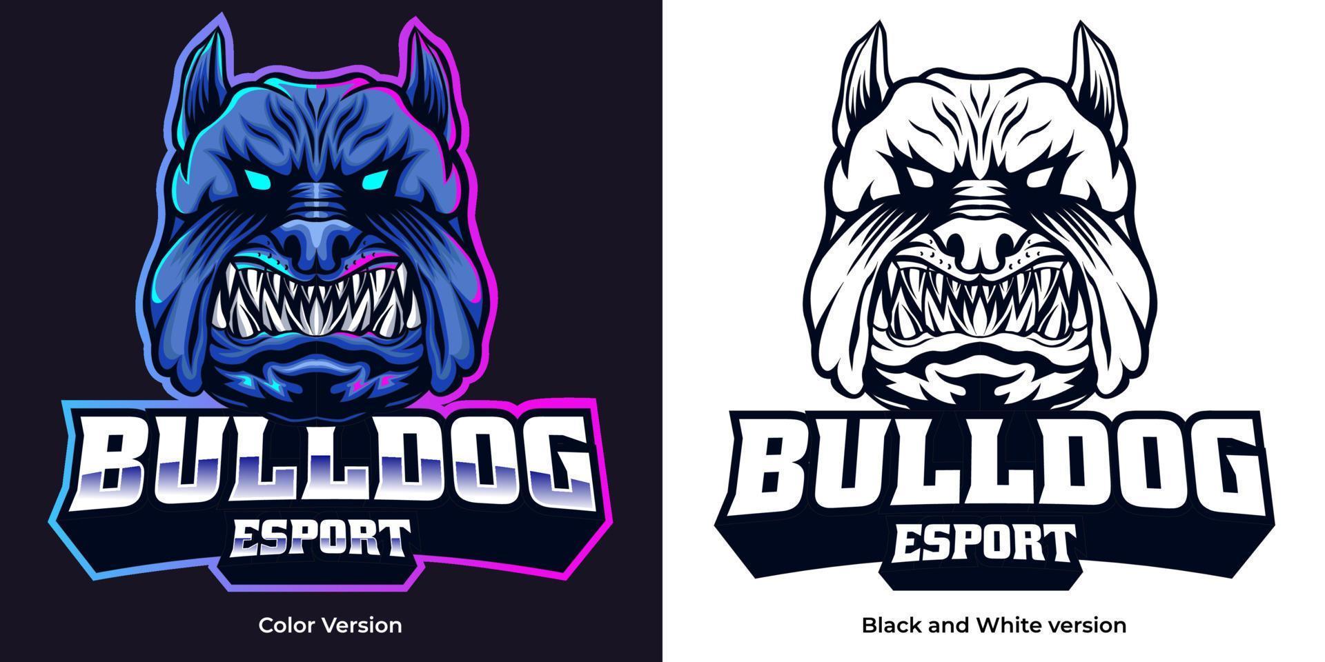 bulldog esport logo mascotte design vettore