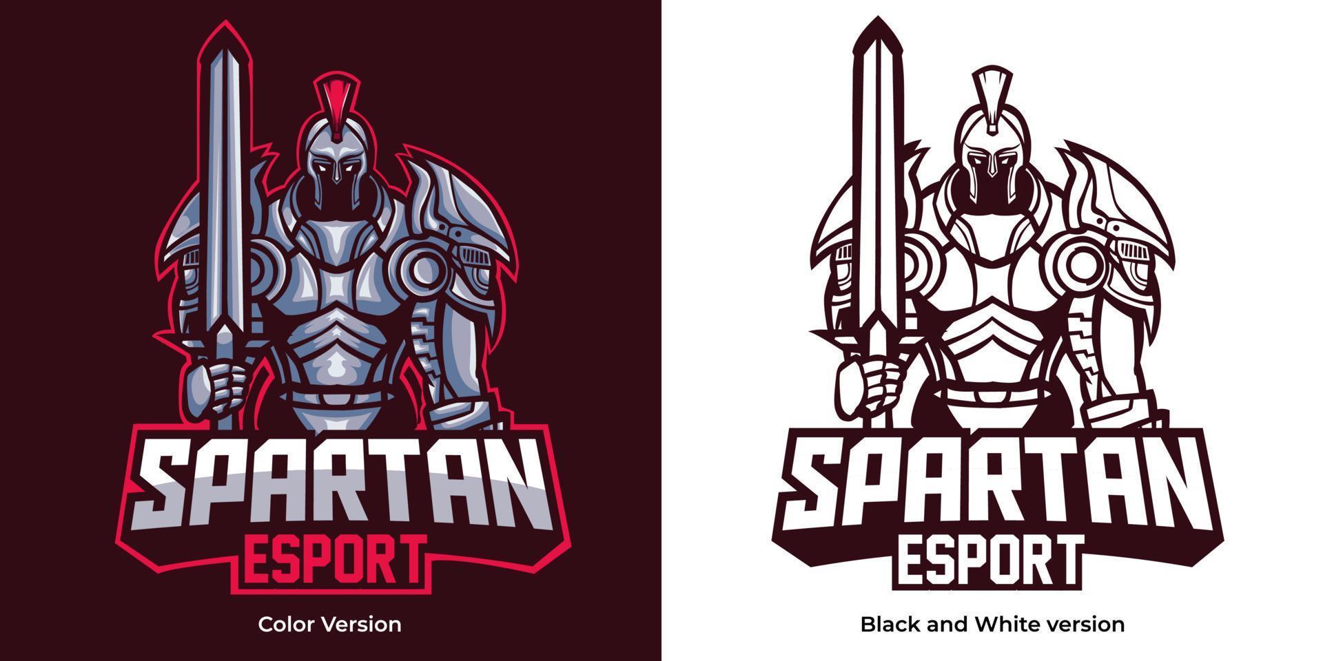 design della mascotte del logo spartano esport vettore