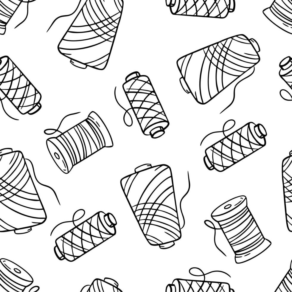 modello ricamo cucito maglia nero doodle su sfondo bianco illustrazione vettoriale in stile doodle