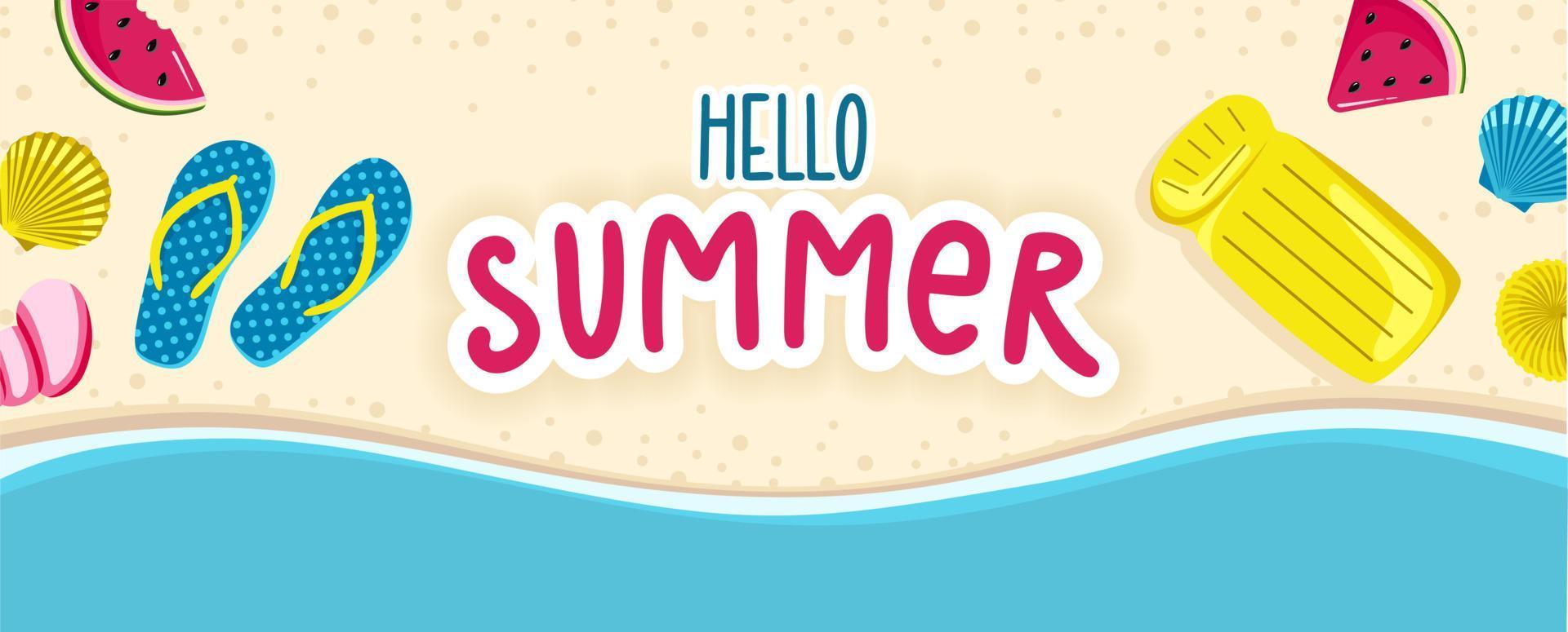 estate sfondo sito web intestazione colorata cartolina orizzontale banner concetto di vacanza illustrazione vettoriale in stile piatto