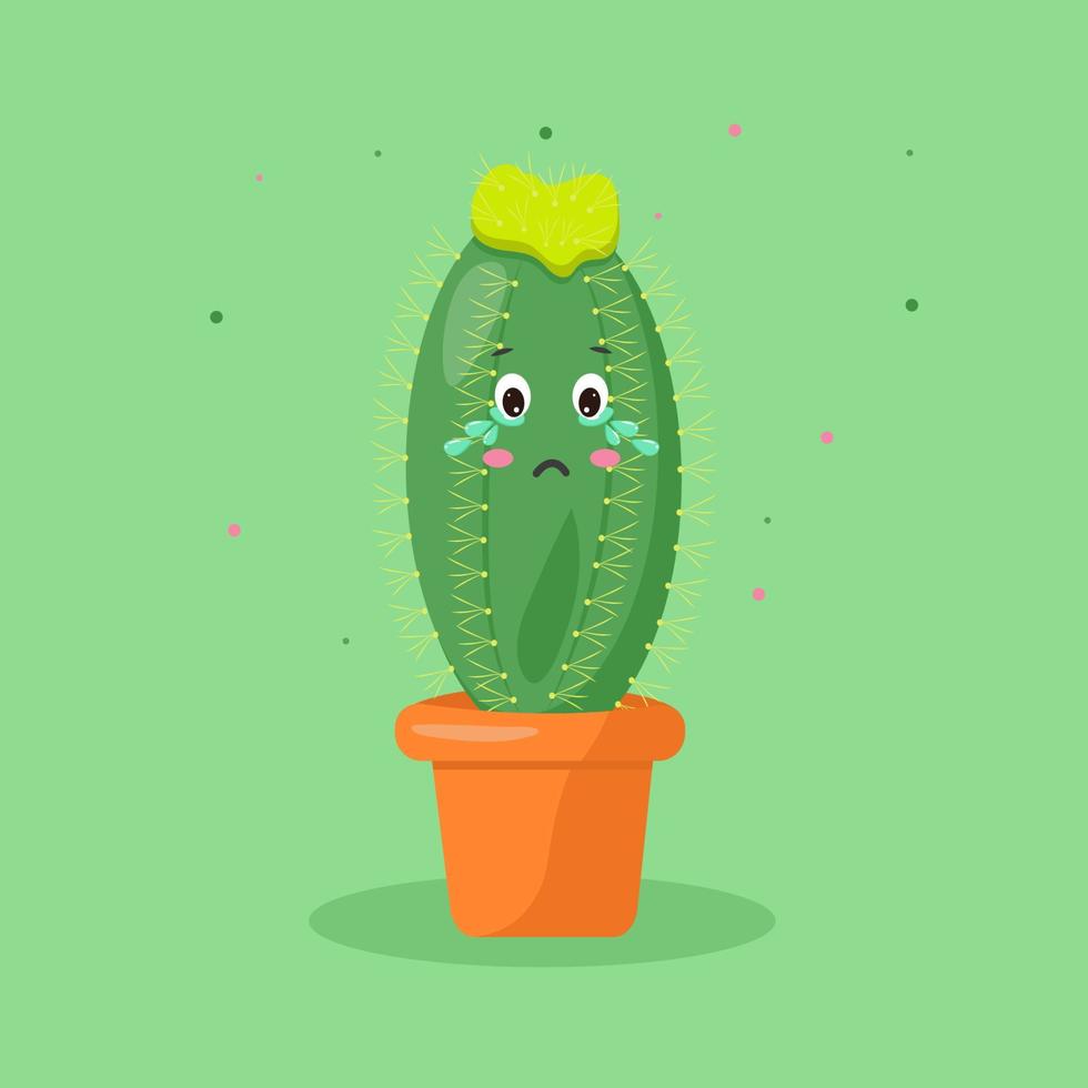 personaggio cactus in un vaso emozioni kawaii vettore