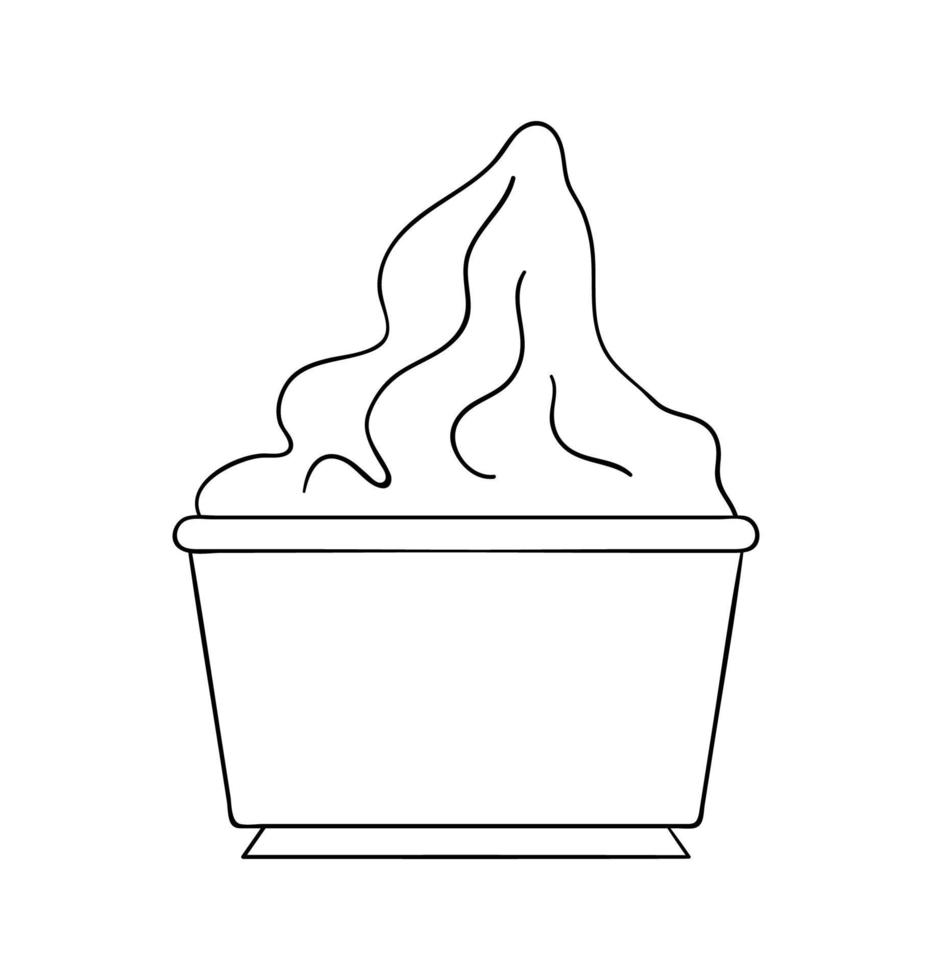 icona della confezione di yogurt della linea vettoriale. prodotto lattiero-caseario fresco biologico disegnato a mano isolato su priorità bassa bianca. illustrazione di cibo naturale. design della confezione dello yogurt in bianco e nero. vettore