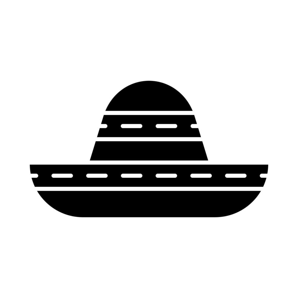 icona del glifo sombrero. cappello messicano tradizionale. copricapo a tesa larga. simbolo della sagoma. spazio negativo. illustrazione vettoriale isolato