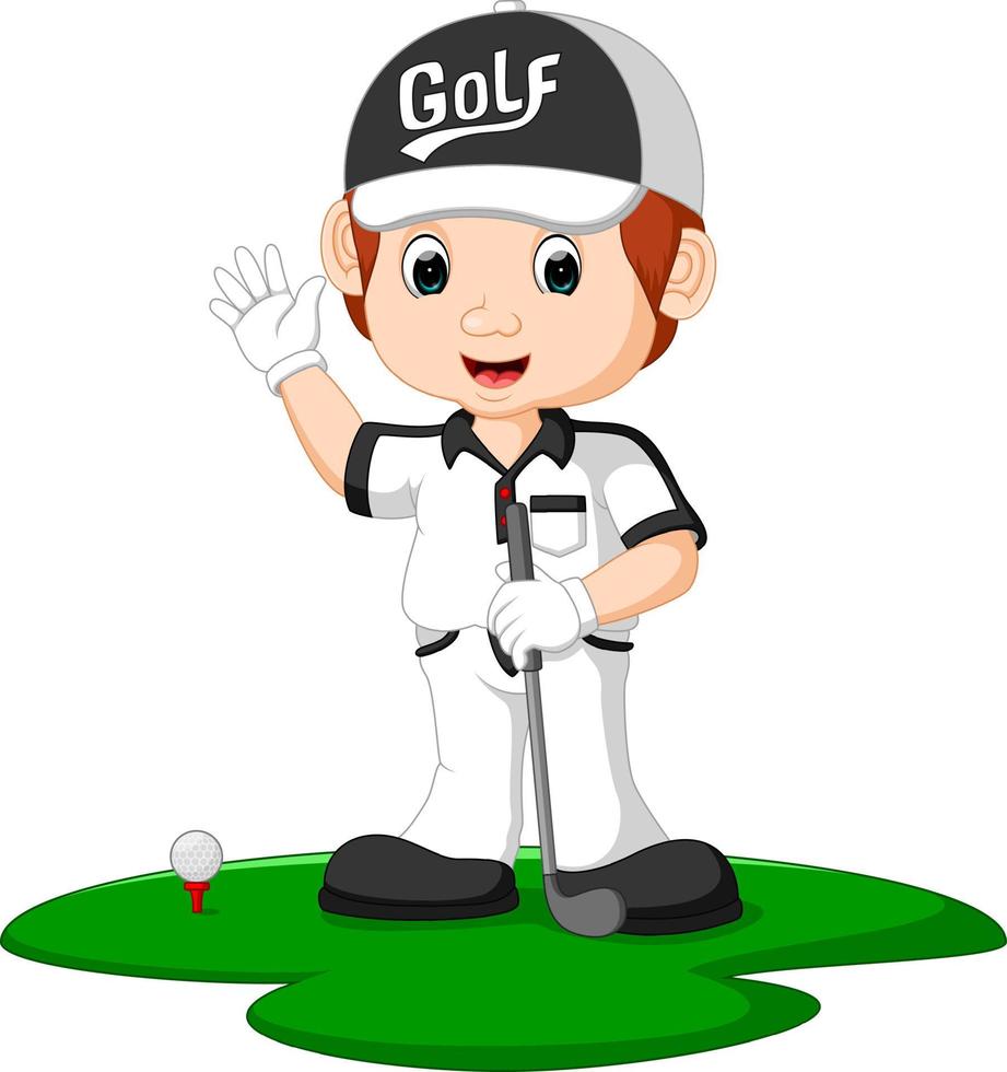 cartone animato uomo golfista vettore