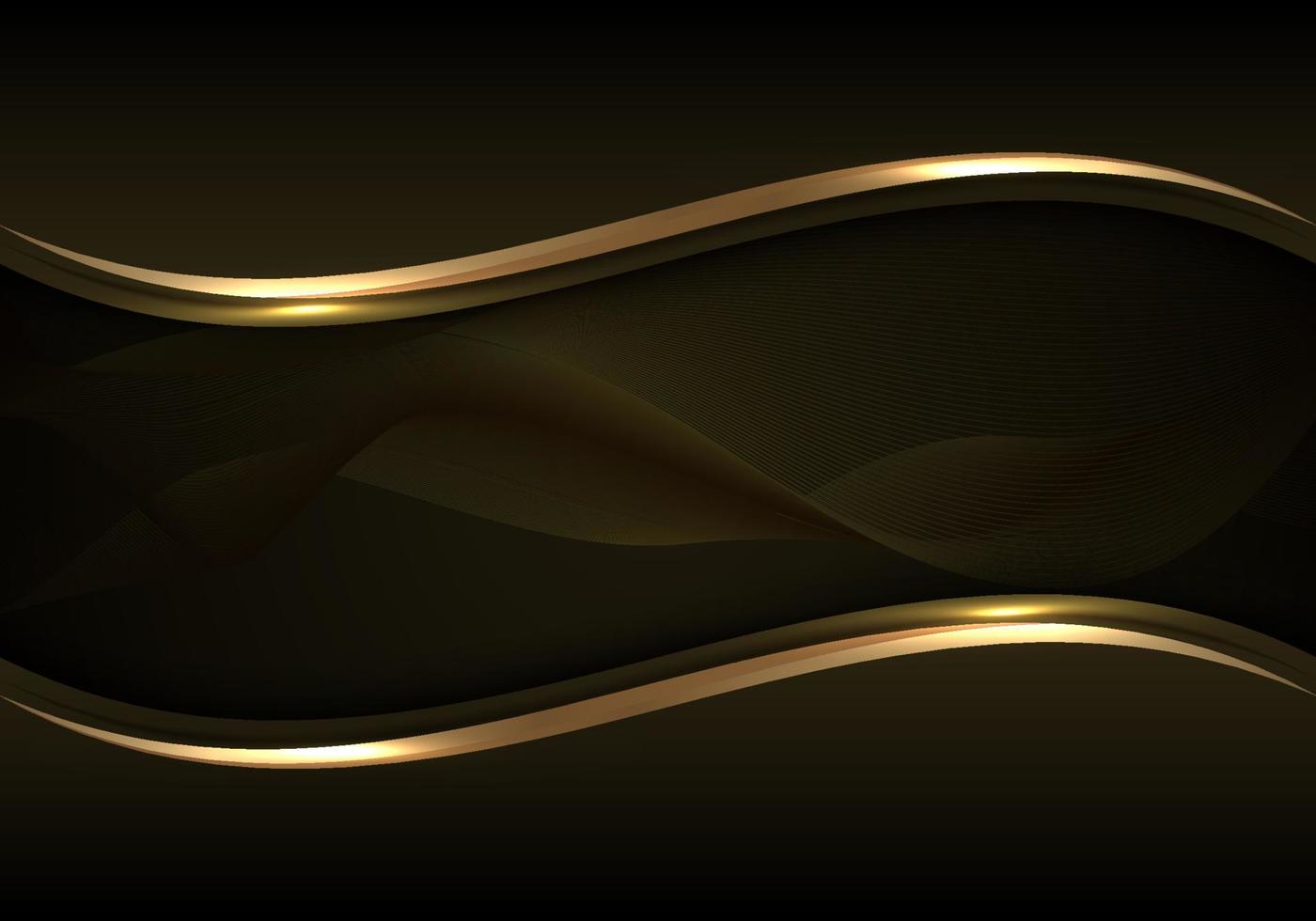 modello di lusso moderno astratto linee d'onda nere e dorate su sfondo scuro vettore