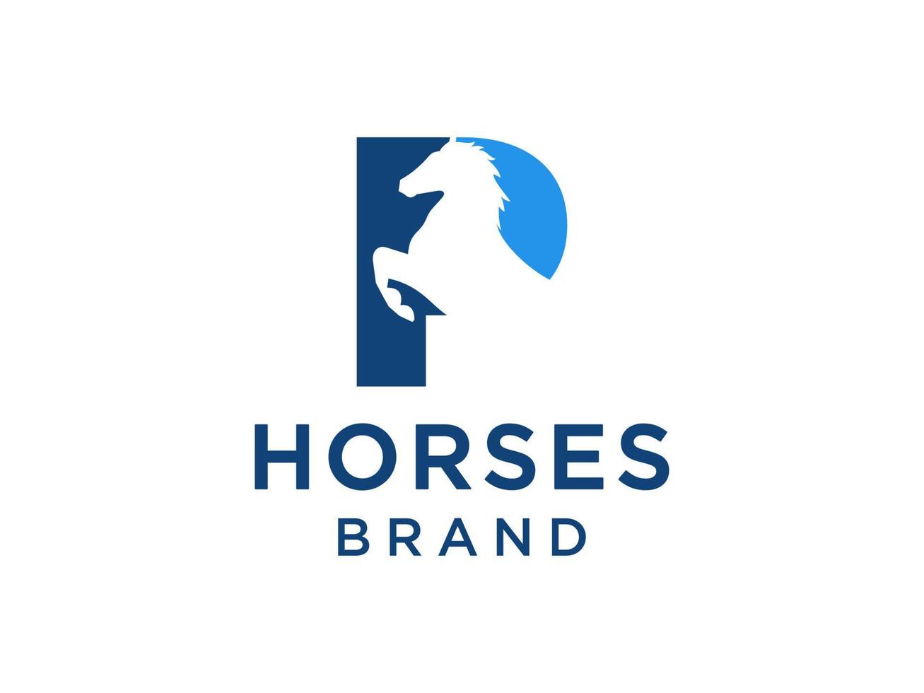 il design del logo con la lettera iniziale p è abbinato a un simbolo di testa di cavallo moderno e professionale vettore