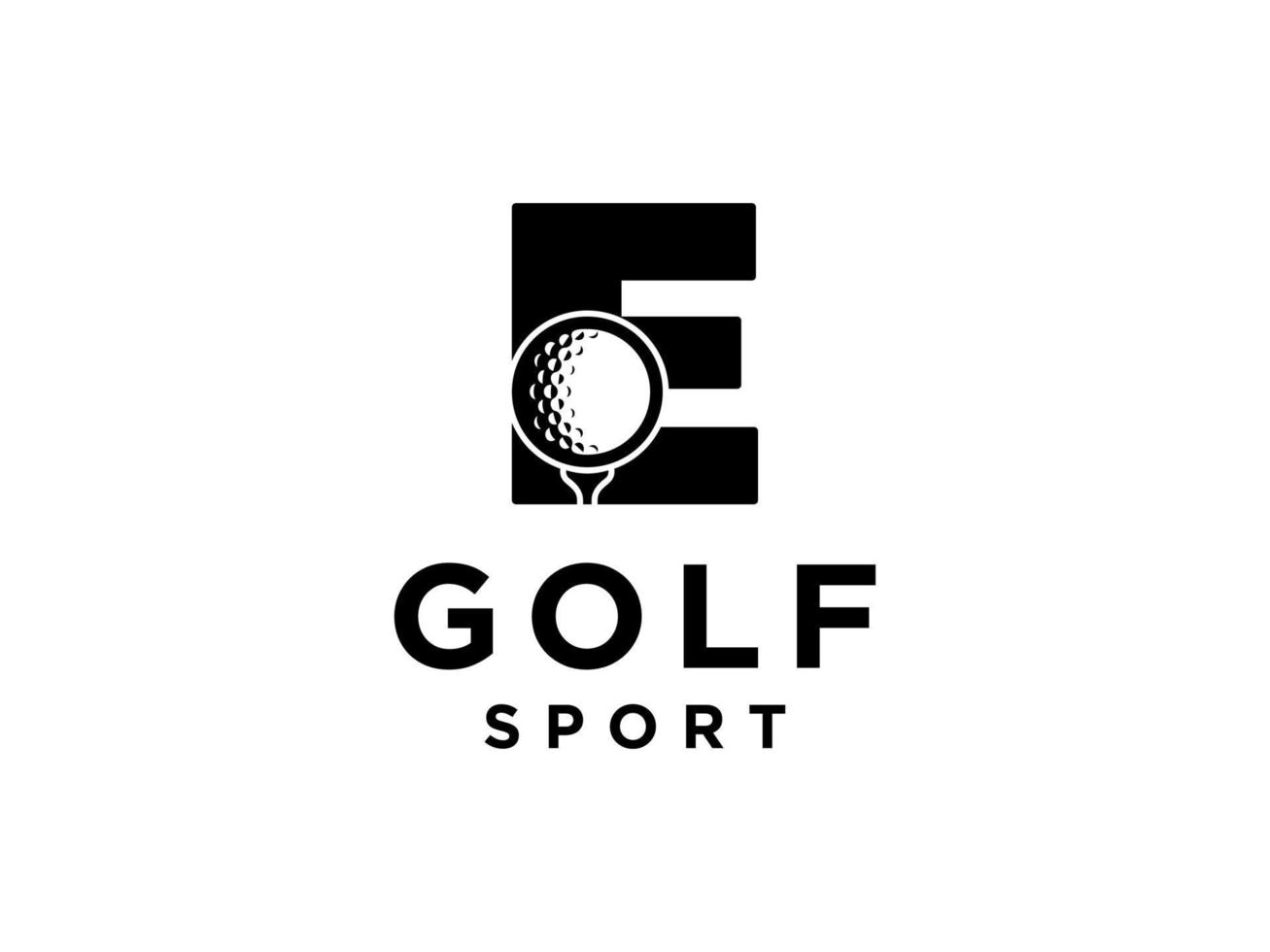logo sportivo da golf. lettera e per il modello di vettore di progettazione del logo di golf.
