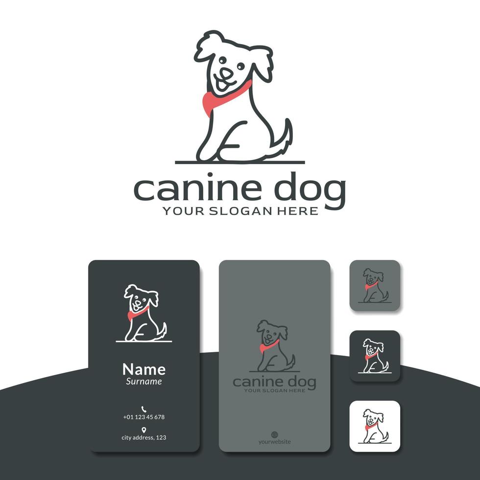 cane con scialle logo disegno vettoriale, carino, felice. vettore