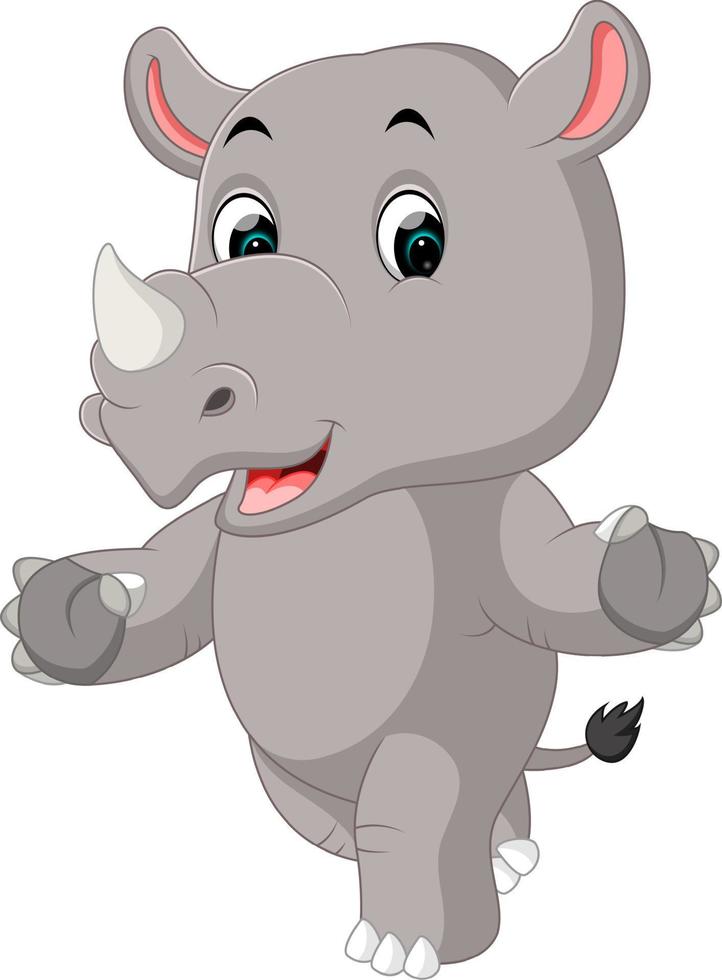 simpatico cartone animato di rinoceronte vettore